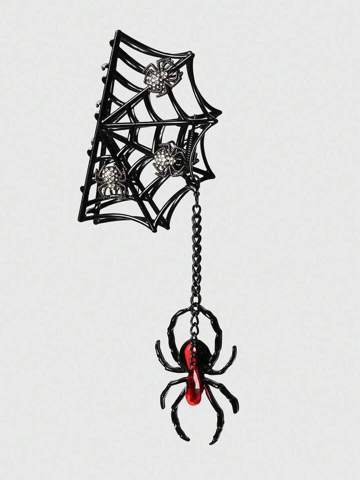 1pc Gothic Style Spider Web Pendant Hair Clip For Women, Halloween
