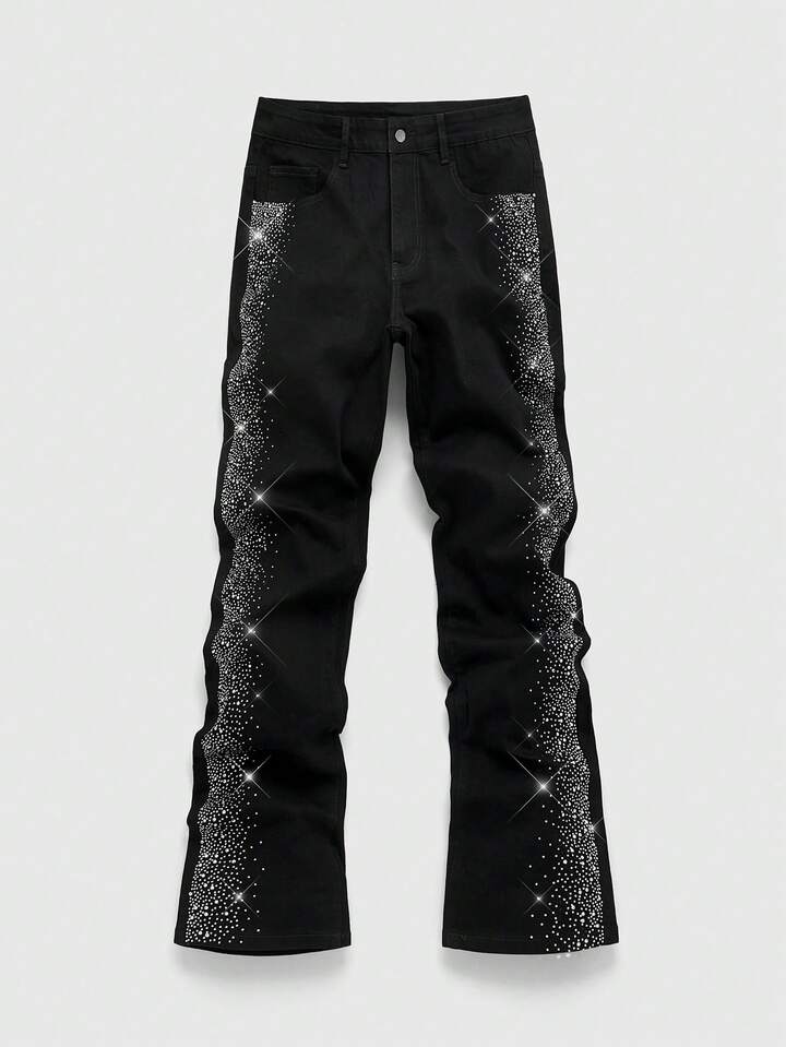 Street Life Men's Pocket Rhinestone Embellished Slim Fit Casual Jeans