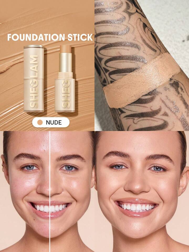 Skin Magnet High Coverage Foundation Stick-Nude Long-Lasting Poreless Flawless Easy To Use Full Coverage Foundation Stick For All Skin Type Non-Fading Sweat-Proof Weightless Cruelty-Fre Smooth Natural Skin-Like Finish Breathable Foundation Stick Gentle Formula Foundation Makeup Brand Beauty Makeup Face Paint Cosmetic For Women Girls Perfect For Winter Spring Ideal For Y2K Fancy Fashion Suitable For Birthday Gift Party Ready Best Color