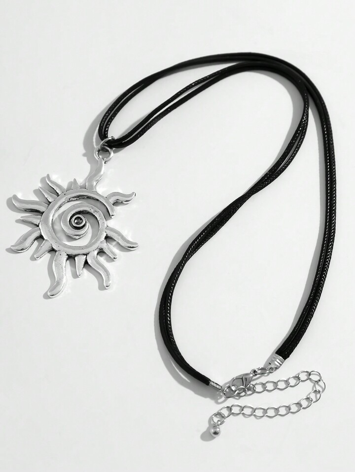 Fairycore 1pc Creative & Geometric Spiral Sun Pendant Necklace