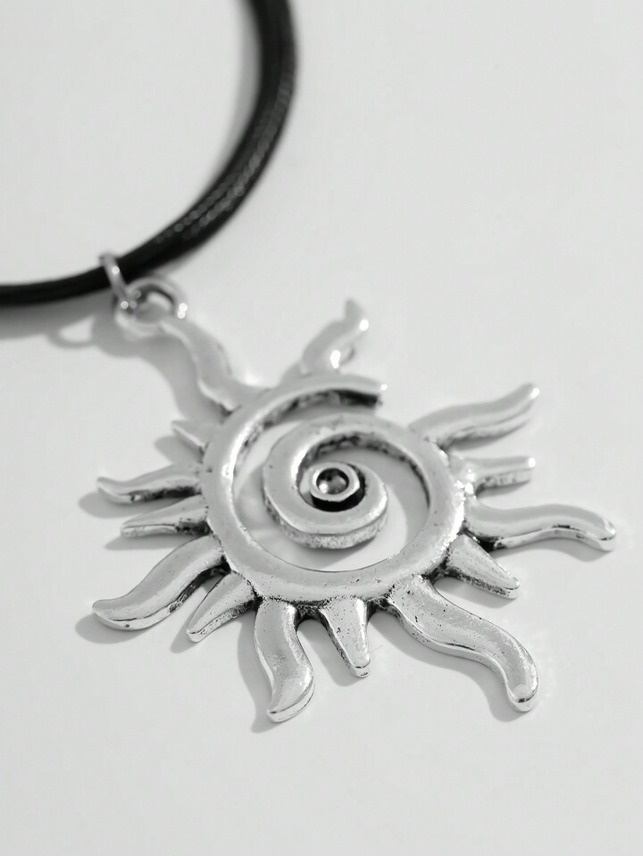 Fairycore 1pc Creative & Geometric Spiral Sun Pendant Necklace