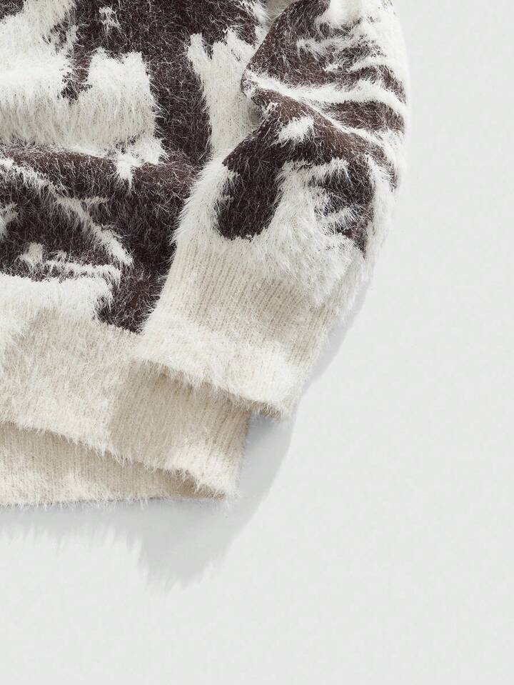 Casual Men's Mountaineering Jacquard Knit Crew Neck Long Sleeve Sweater, Fall Winter 4 Casual Men's Mountaineering Jacquard Knit Crew Neck Long Sleeve Sweater, Fall Winter