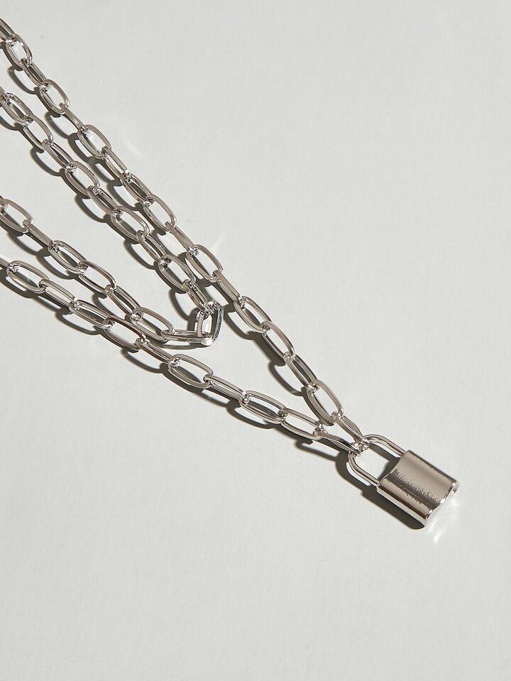 Guys Lock Layered Necklace
