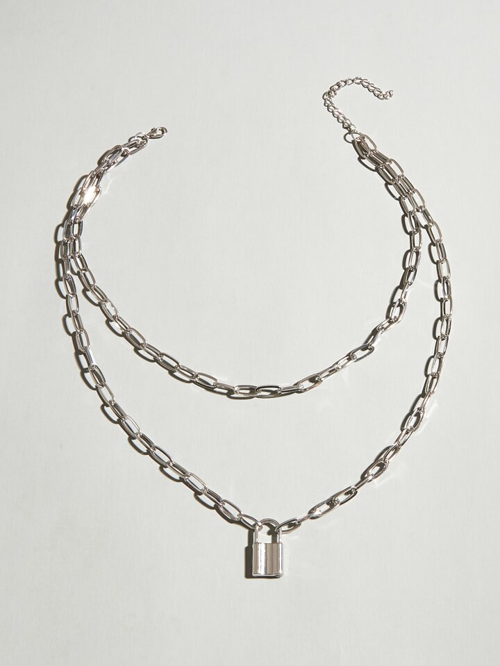 Guys Lock Layered Necklace