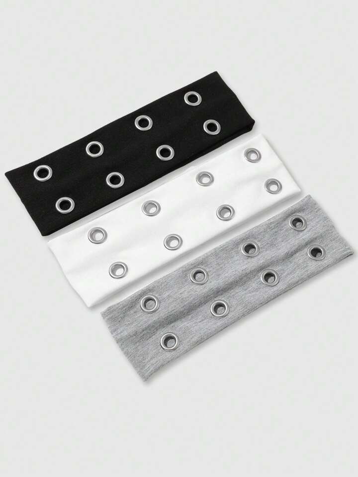 Grunge Punk 3pcs Y2K Fashion Perforated Wide Headbands, Suitable For Streetwear, Casual Wear And Outings Hair Band Turban Headband Sweatband
