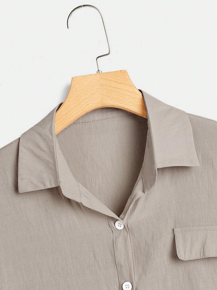 Women's Light Khaki Batwing Short Sleeve Casual Loose Shirt, School 4 Women's Light Khaki Batwing Short Sleeve Casual Loose Shirt, School