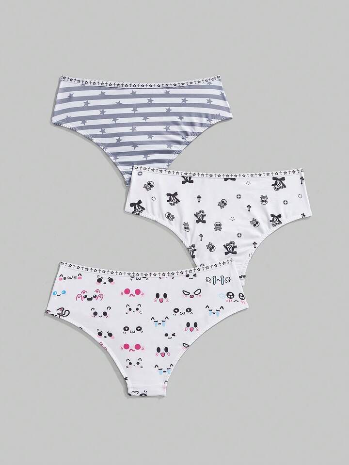 J-Fashion 3pcs/Set Women's , Cute Star Print Hipster Panties
