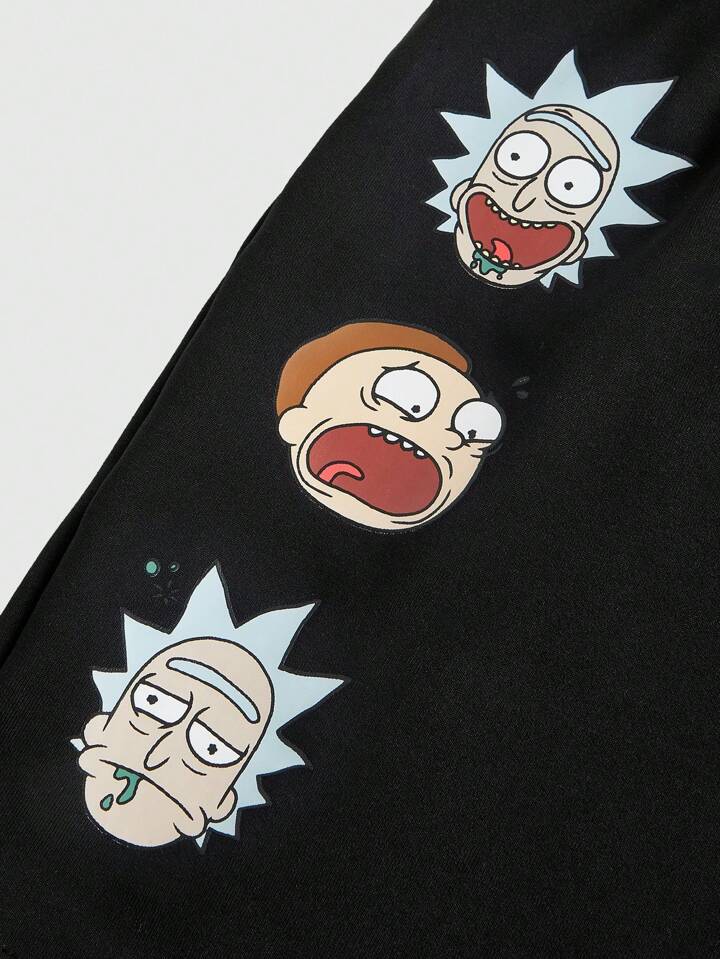 Rick and Morty | ROMWE Plus Summer Cartoon And Letter Graphic Biker Shorts, School