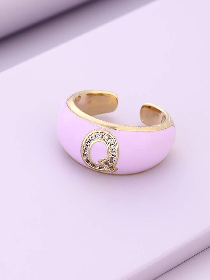 Rhinestone Letter Ring