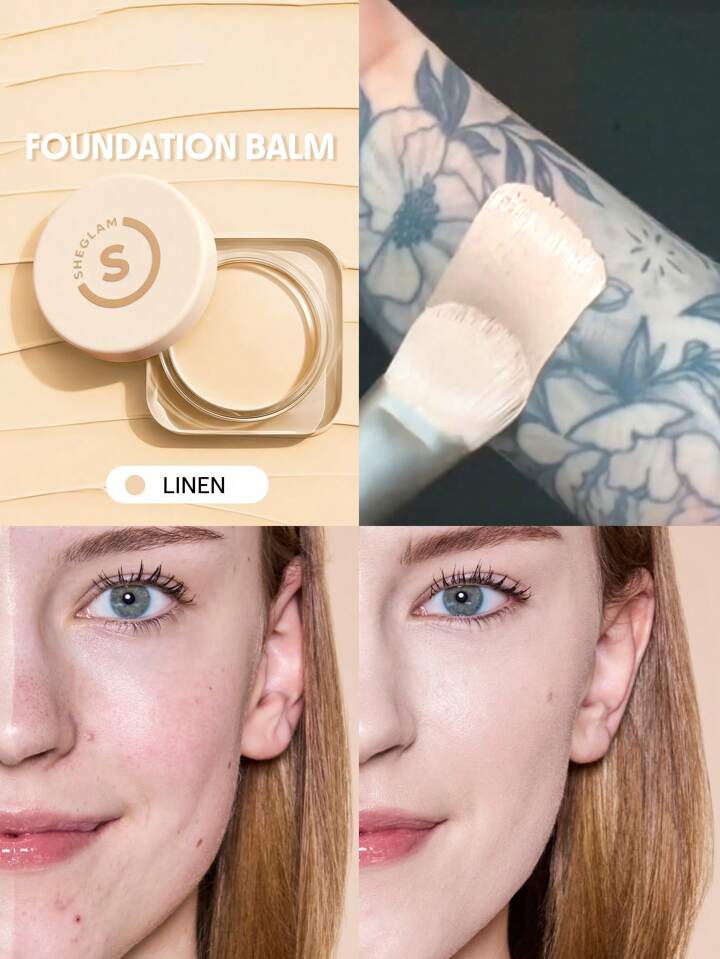 Full Coverage Foundation Balm-Linen Long Lasting Full Cover Poreless Flawless Non-Fading Oil-Control Sweat Proof Foundation Oil-Control Full Coverage Corrector Concealer Poreless Cover Blemish Non-Greasy Non-Caking Smoother-Looking Cream Foundation Smooth Foundation Brand Beauty Makeup Face Paint Cosmetic For Women Girls Perfect For Winter Spring Ideal For Y2K Fancy Fashion Suitable For Birthday Gift Party Ready Best Color