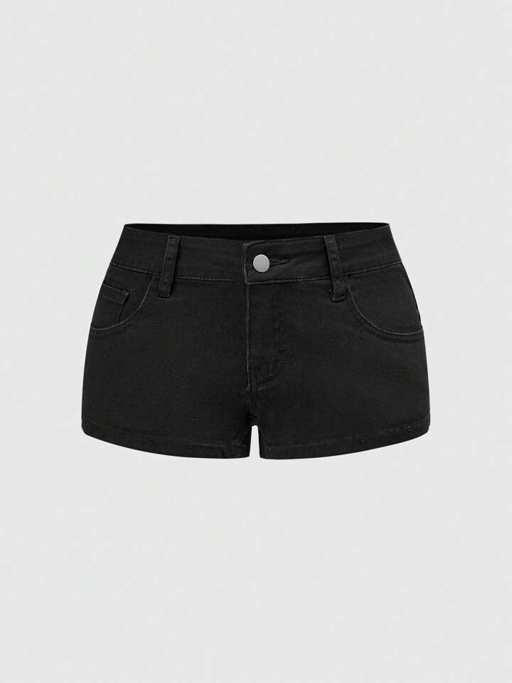 Grunge Punk Rave Outfits Festival Y2K Vintage Sexy Wing & Sequins Embroidered Low-Waist Denim Ultra-Short Shorts