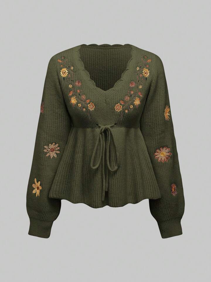 Bohemian Hippie Floral Print Pullover Sweater