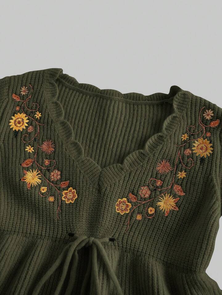 Bohemian Hippie Floral Print Pullover Sweater