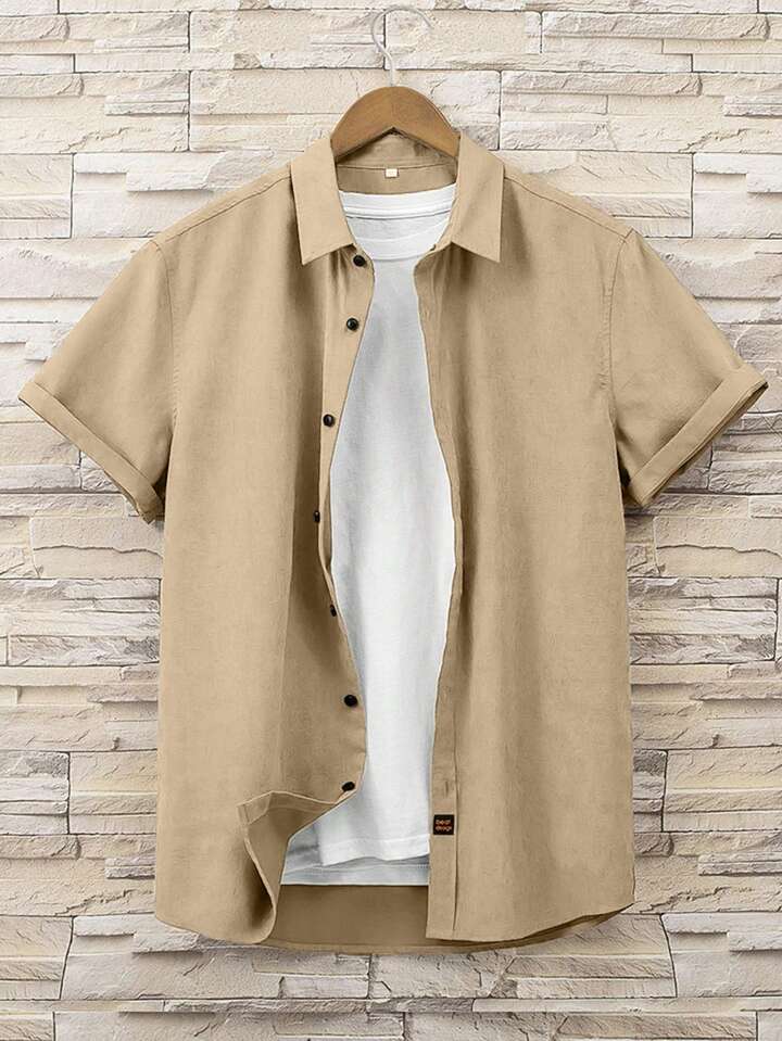 Guys Solid Button Up Shirt Without Tee