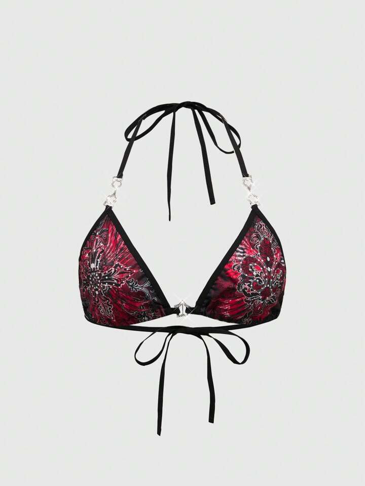 Grunge Punk Dark Gothic Cross, Swallow, Wings Metal Accessories Triangle Cup Lingerie Bra