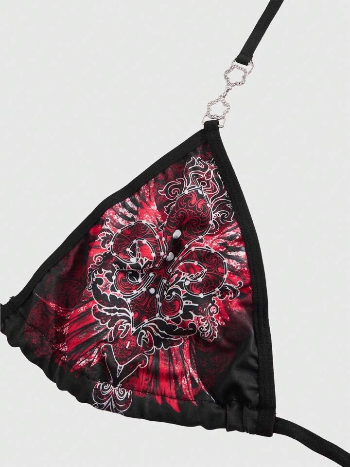 Grunge Punk Dark Gothic Cross, Swallow, Wings Metal Accessories Triangle Cup Lingerie Bra 3 Grunge Punk Dark Gothic Cross, Swallow, Wings Metal Accessories Triangle Cup Lingerie Bra