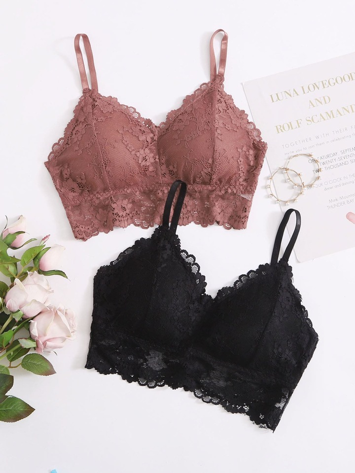 2 Packs Floral Lace Bra Set Lingerie