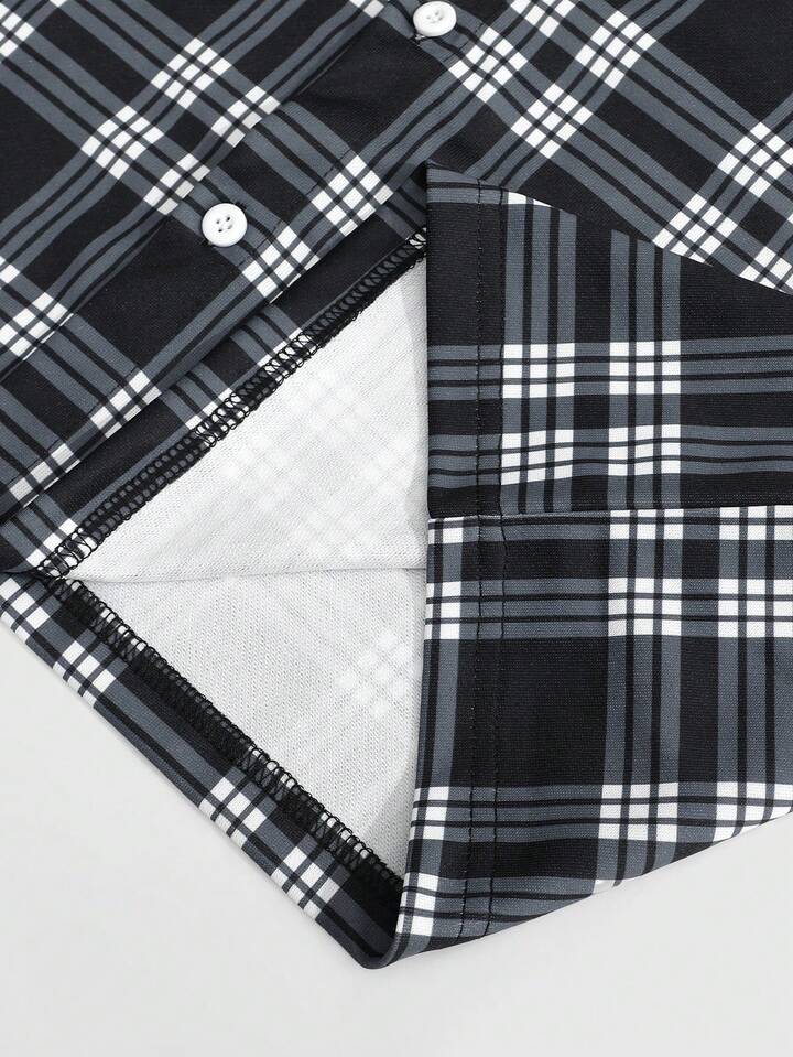 Men's Casual Street American English Print Plaid Long Sleeve Shirt, Spring & Autumn 6 Men's Casual Street American English Print Plaid Long Sleeve Shirt, Spring & Autumn