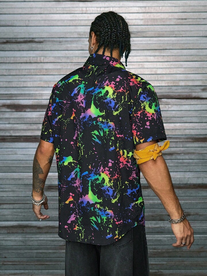 Guys Reflective Splash Ink Print Shirt