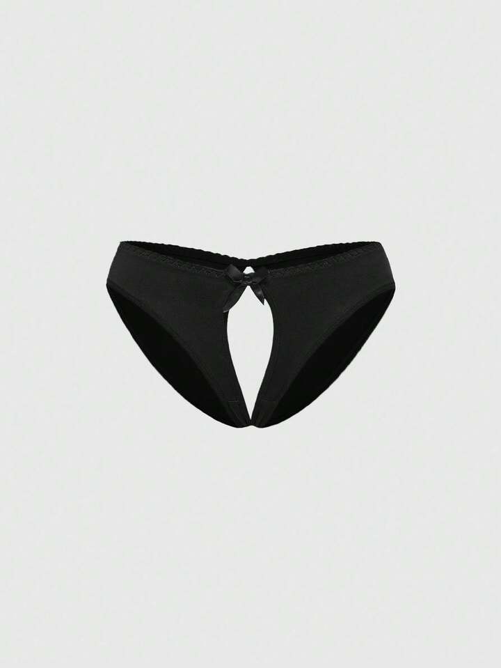 Grunge Punk Dark Punk Bow Decor Crotch Sexy Lingerie