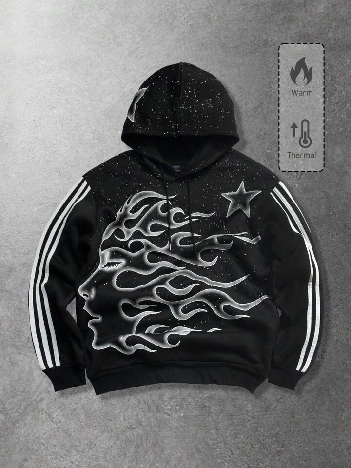 Unisex Casual Striped Hoodie Sweatshirt, Suitable For Spring, Autumn And Winter