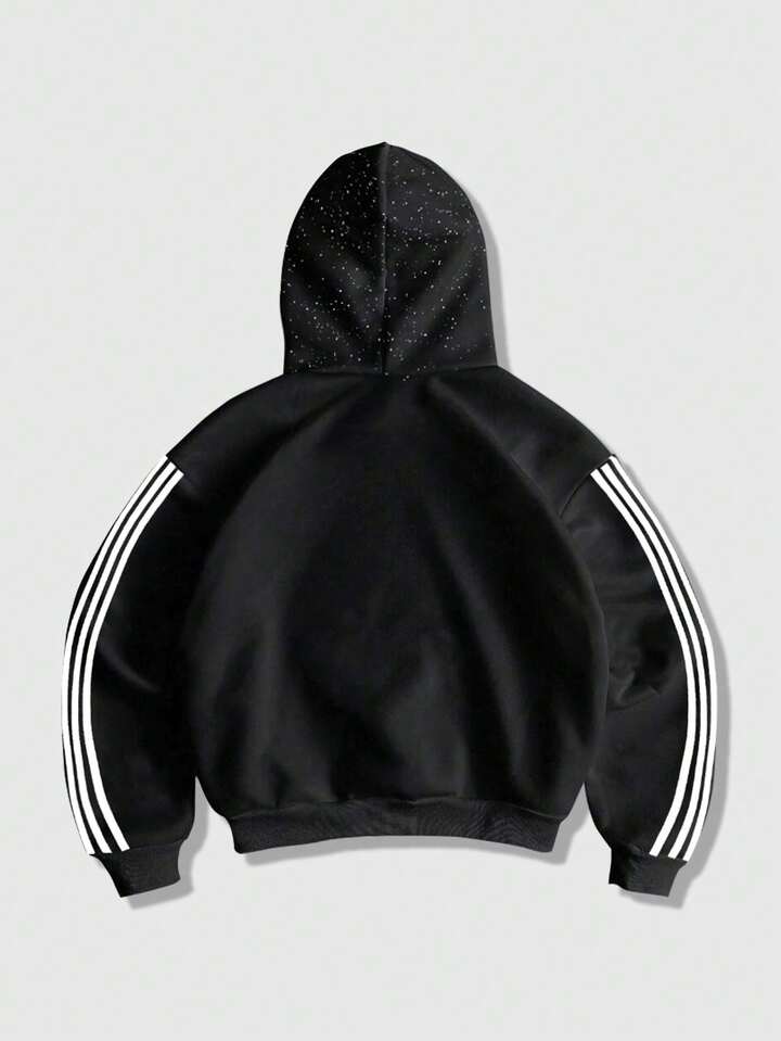 Unisex Casual Striped Hoodie Sweatshirt, Suitable For Spring, Autumn And Winter