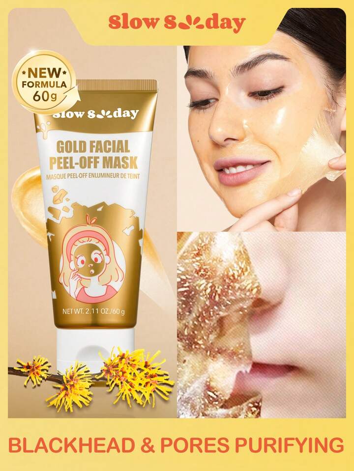 SlowSunday Gold Facial Peel-Off Mask, Face Mask, Black Head Remover, Oil Control, Deep Cleansing, Korean Skincare, 24K Golden, K Beauty , For Valentine's Day, Valentines Gift, Valentines Day Gift, Ideal For Party