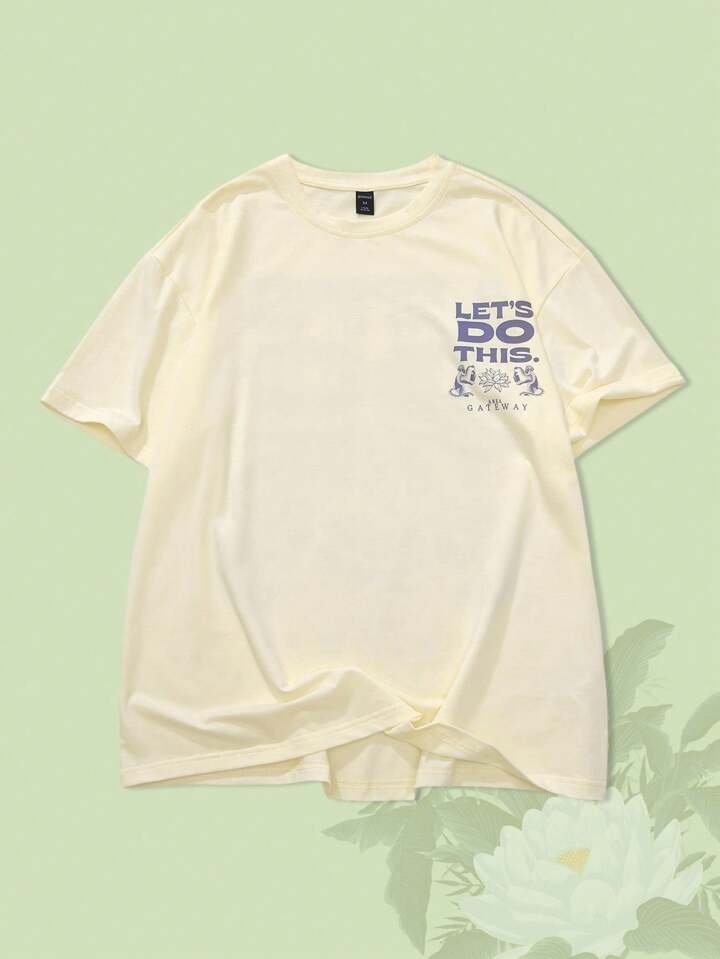 The White Lotus Men's Ivory Tee With Lotus Graphic, Suitable For Spring/Summer, Cartoon Style Minimalist Line Art 4 The White Lotus Men's Ivory Tee With Lotus Graphic, Suitable For Spring/Summer, Cartoon Style Minimalist Line Art
