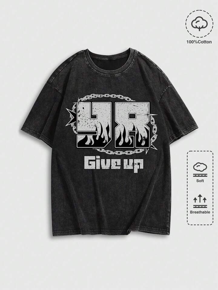 Street Life Men's Summer Slogan Printed Round Neck Short Sleeve Casual T-Shirt