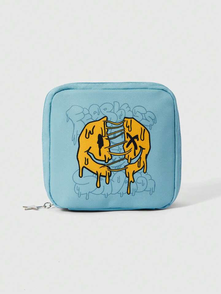 victorhenrique Cartoon Smiling Face Portable Cosmetic Bag, Large Capacity And Thick, Style 596405