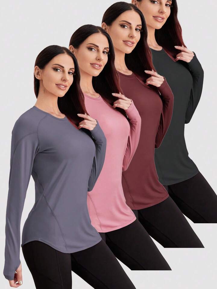 Breathable Sports Long Sleeve Tee With Thumb Holesworkout Tank Top 3 Breathable Sports Long Sleeve Tee With Thumb Holesworkout Tank Top