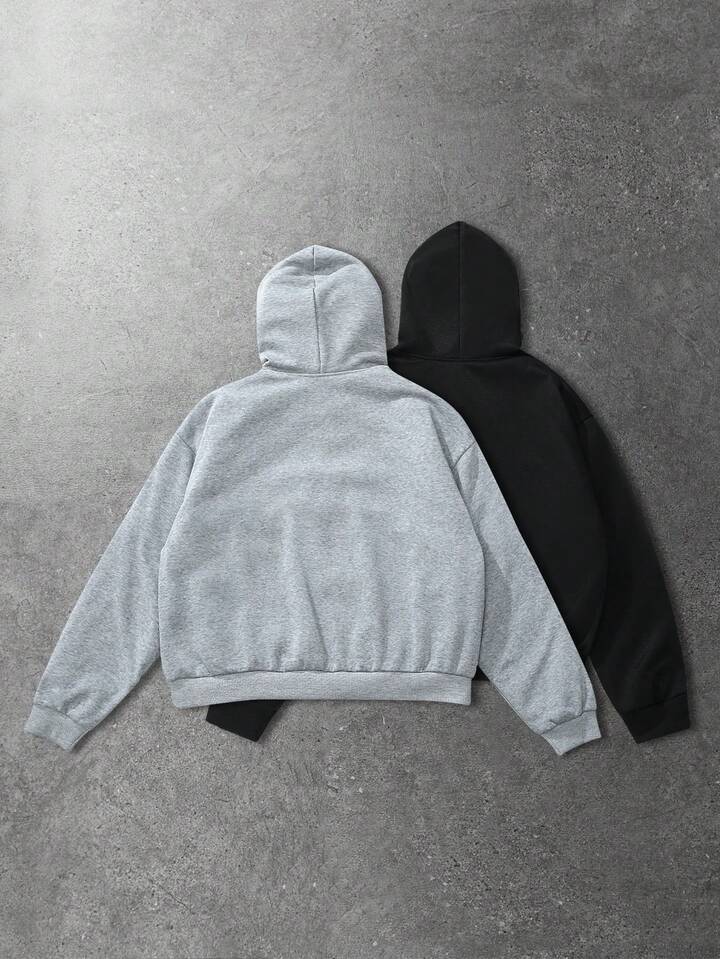 2pcs Men's Casual Zip-Up Hoodie Sweatshirt, Autumn/Winter