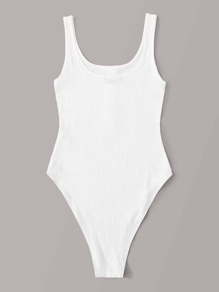 Button Front Rib-knit Tank Bodysuit