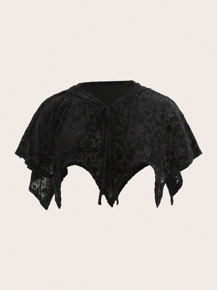 Plus 1pc Tie Neck Batwing Sleeve Crop Jacket
