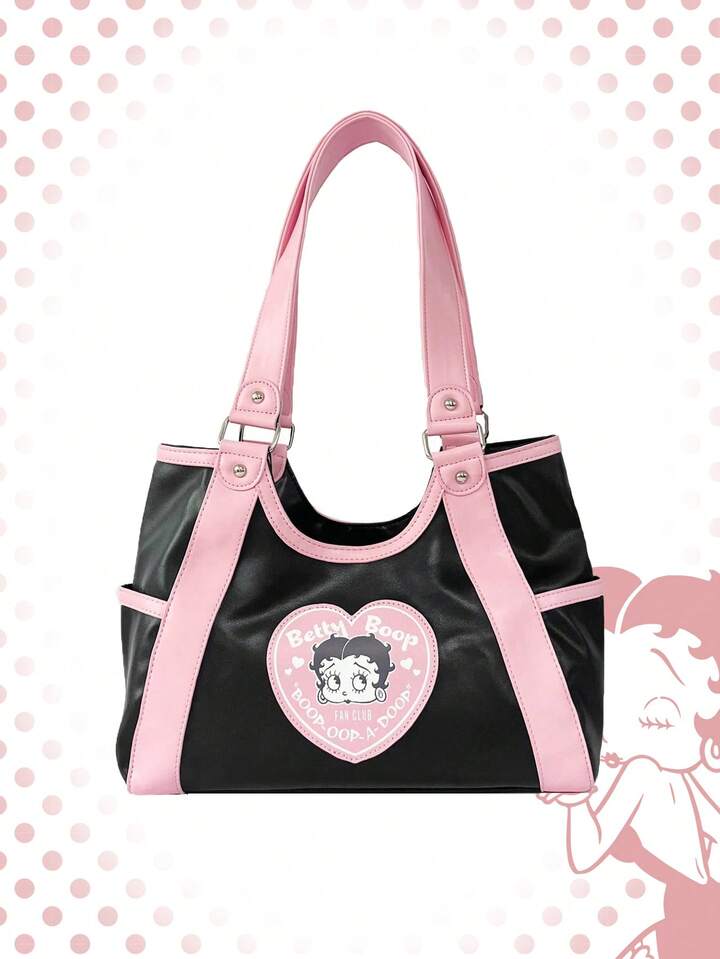 Betty Boop | ROMWE Cartoon Figure Graphic Colorblock Tote Bag
