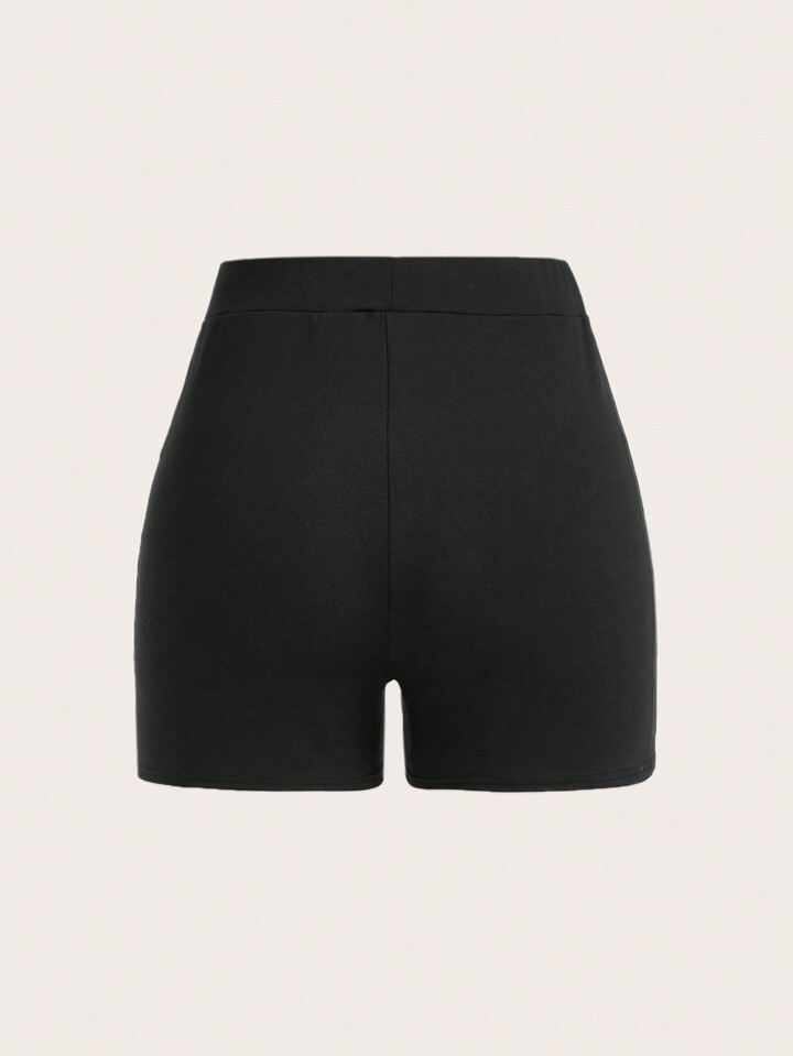 Rick and Morty | ROMWE Cartoon Graphic Biker Shorts, School