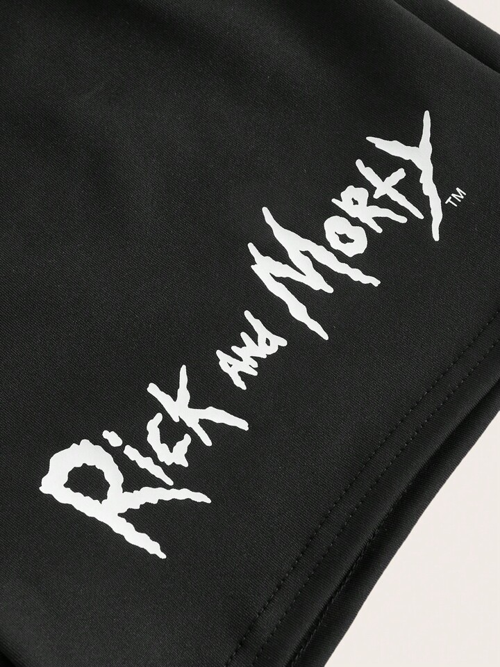 Rick and Morty | ROMWE Cartoon Graphic Biker Shorts, School