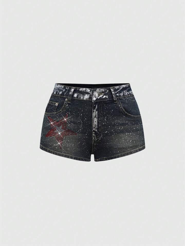 Grunge Punk Y2K Vintage Low Waist Skinny Silver Foil Super Short Denim Jeans