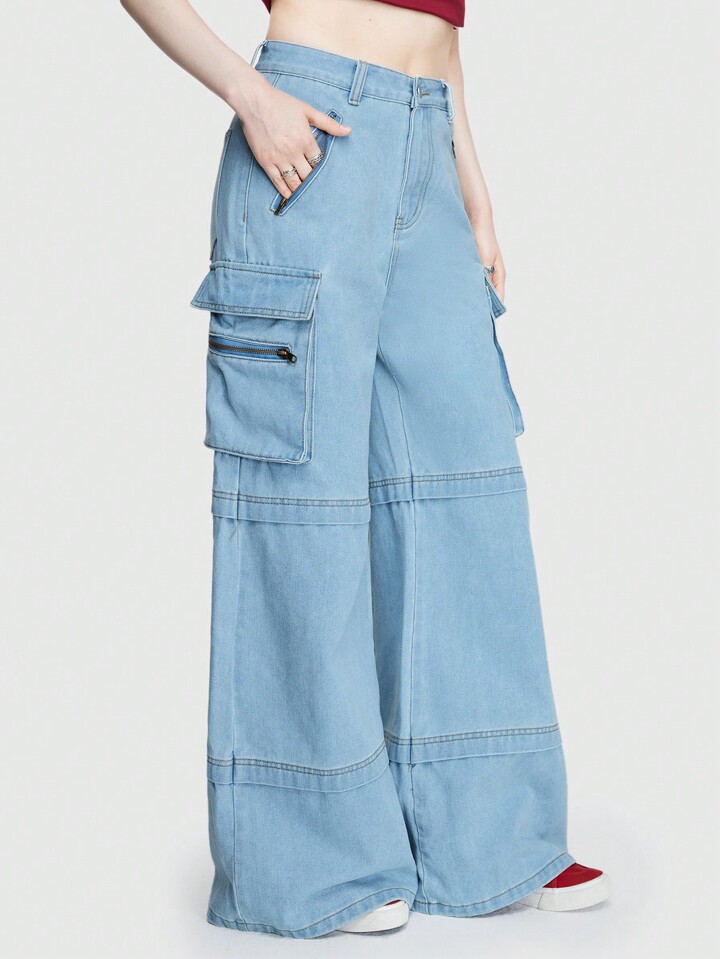 Street Life Women's Wide Leg Denim Pants