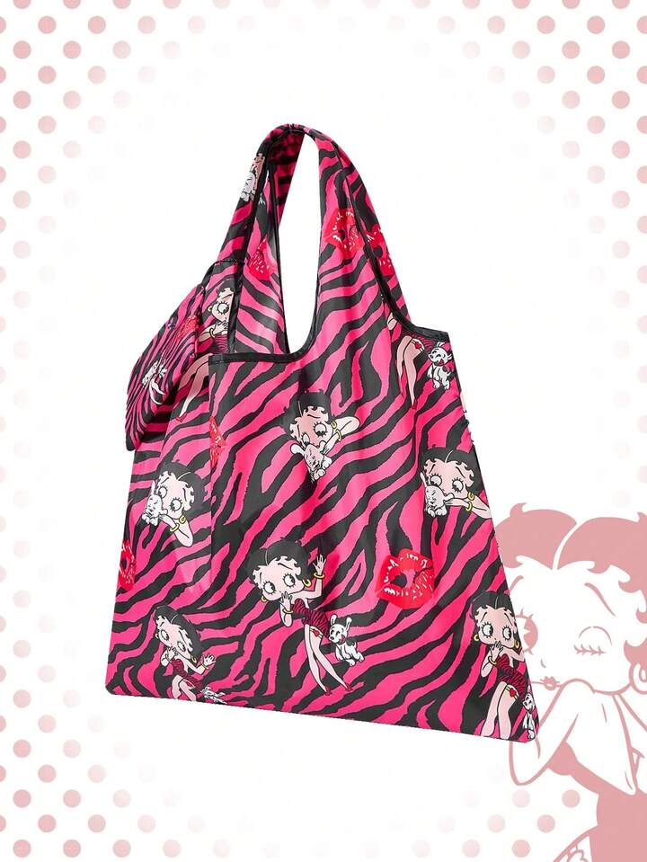 Betty Boop | ROMWE Large Capacity Foldable Tote Bag With Coin Pouch, Portable Shopping Bag 3 Betty Boop | ROMWE Large Capacity Foldable Tote Bag With Coin Pouch, Portable Shopping Bag