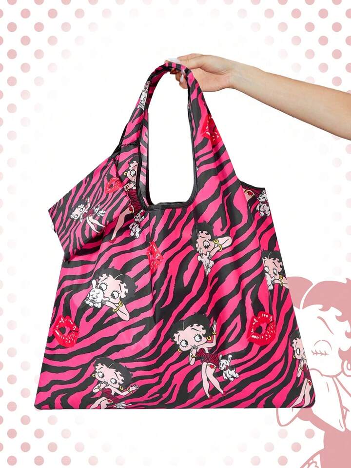 Betty Boop | ROMWE Large Capacity Foldable Tote Bag With Coin Pouch, Portable Shopping Bag 9 Betty Boop | ROMWE Large Capacity Foldable Tote Bag With Coin Pouch, Portable Shopping Bag