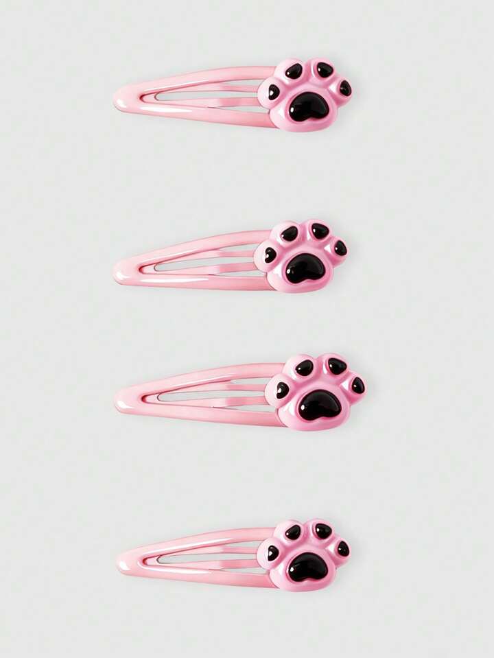 Kawaii 4pcs Paw Decor Hair Clip Cute Claw Clips Hair Claws Hair Barrettes