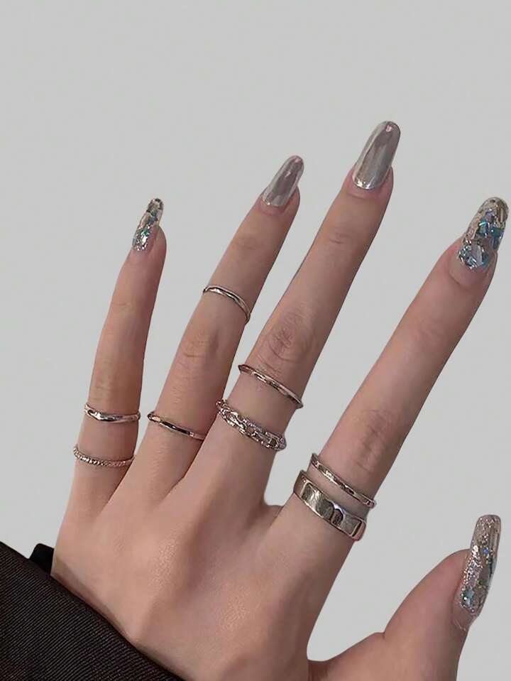 Goth 7pcs Fashion Zinc Alloy Cuff Ring For Women For Daily Decoration