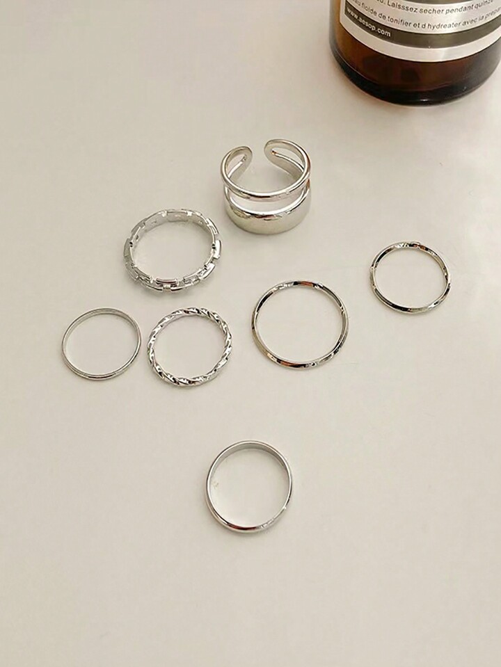 Goth 7pcs Fashion Zinc Alloy Cuff Ring For Women For Daily Decoration