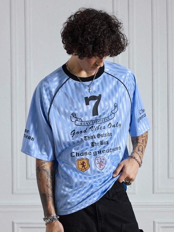 Prep Casual Printed Round Neck Short Sleeve T-Shirt, Summer Daily Wear For Men