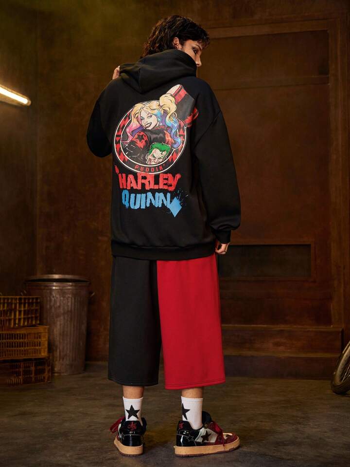 Harley Quinn | ROMWE Men's Minimalist Print Hooded Sweatshirt And Pants Set