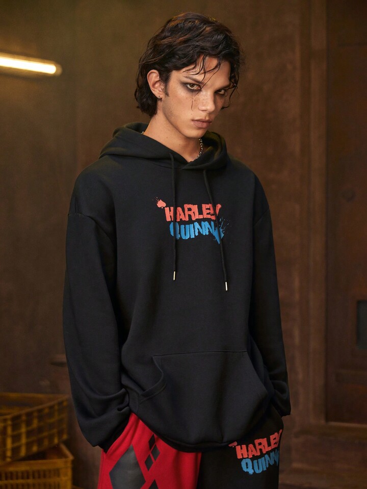 Harley Quinn | ROMWE Men's Minimalist Print Hooded Sweatshirt And Pants Set