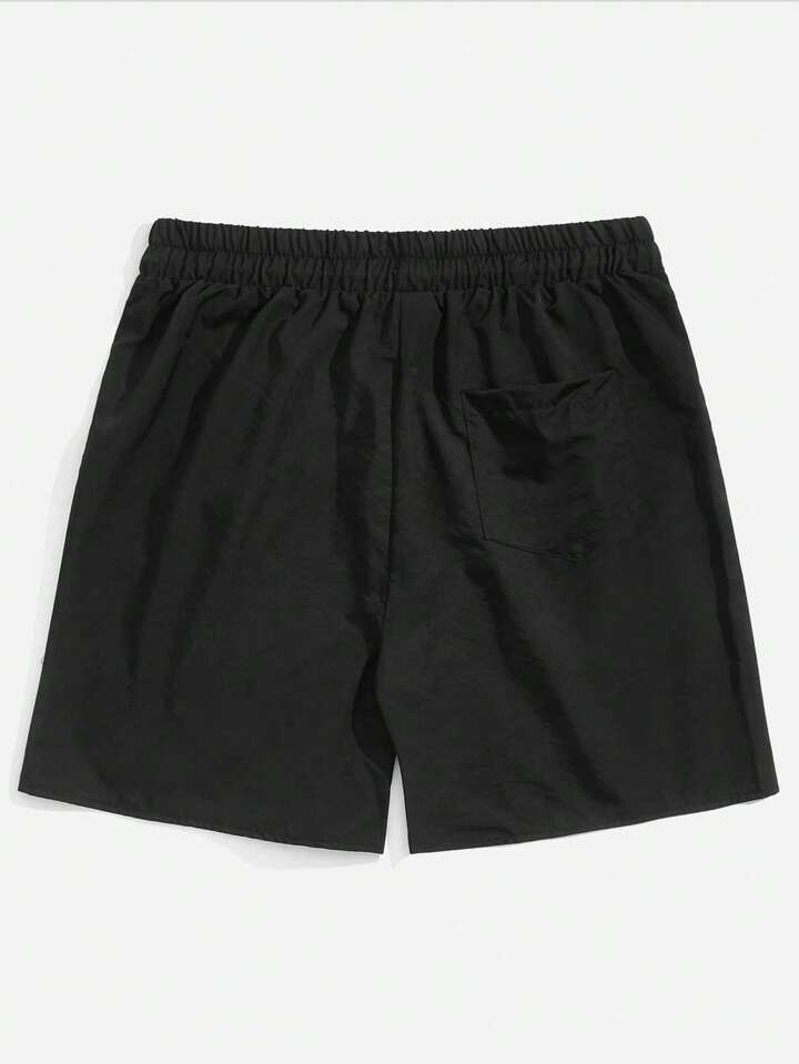 Men Casual Patched Drawstring Shorts