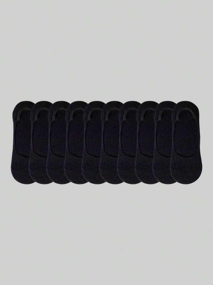 10pairs/Set Women's Summer Black Invisible Socks For Sports And Travel