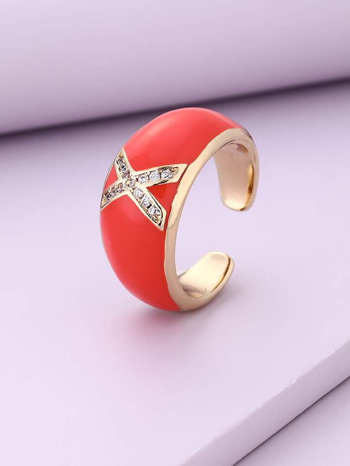 Rhinestone Letter Graphic Ring